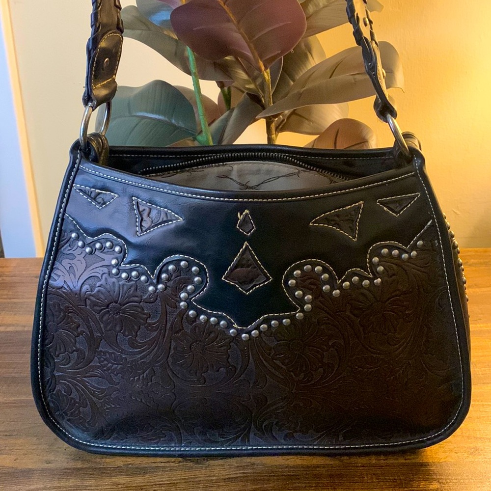 Trinity Ranch Black and Brown Leather Bag